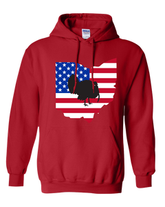 Pullover Hooded Sweatshirt Ohio Red Turkey Vibrant Design High Quality Tight Knit Ring Spun Low Maintenance Cotton Printed With The Newest Available Color Transfer Technology