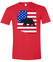 Load image into Gallery viewer, Short Sleeve T-Shirt Arizona Red Black Bear Vibrant Design High Quality Tight Knit Ring Spun Low Maintenance Cotton Printed With The Newest Available Color Transfer Technology