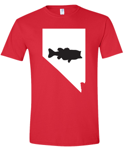 Short Sleeve T-Shirt Nevada Red Large Mouth Bass Vibrant Design High Quality Tight Knit Ring Spun Low Maintenance Cotton Printed With The Newest Available Color Transfer Technology
