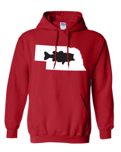 Load image into Gallery viewer, Pullover Hooded Sweatshirt Nebraska Red Large Mouth Bass Vibrant Design High Quality Tight Knit Ring Spun Low Maintenance Cotton Printed With The Newest Available Color Transfer Technology