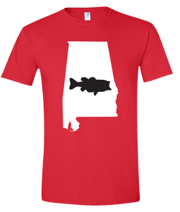 Short Sleeve T-Shirt Alabama Red Large Mouth Bass Vibrant Design High Quality Tight Knit Ring Spun Low Maintenance Cotton Printed With The Newest Available Color Transfer Technology