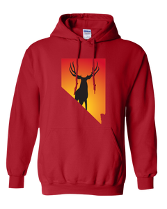 Pullover Hooded Sweatshirt Nevada Red Mule Deer Vibrant Design High Quality Tight Knit Ring Spun Low Maintenance Cotton Printed With The Newest Available Color Transfer Technology