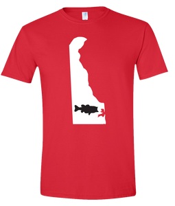 Short Sleeve T-Shirt Delaware Red Large Mouth Bass Vibrant Design High Quality Tight Knit Ring Spun Low Maintenance Cotton Printed With The Newest Available Color Transfer Technology