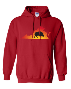 Pullover Hooded Sweatshirt Virginia Red Wild Hog Vibrant Design High Quality Tight Knit Ring Spun Low Maintenance Cotton Printed With The Newest Available Color Transfer Technology