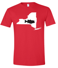 Load image into Gallery viewer, Short Sleeve T-Shirt New York Red Large Mouth Bass Vibrant Design High Quality Tight Knit Ring Spun Low Maintenance Cotton Printed With The Newest Available Color Transfer Technology