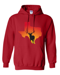 Pullover Hooded Sweatshirt Texas Red Elk Vibrant Design High Quality Tight Knit Ring Spun Low Maintenance Cotton Printed With The Newest Available Color Transfer Technology