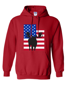 Pullover Hooded Sweatshirt Utah Red Moose Vibrant Design High Quality Tight Knit Ring Spun Low Maintenance Cotton Printed With The Newest Available Color Transfer Technology