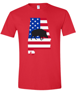 Short Sleeve T-Shirt Alabama Red Wild Hog Vibrant Design High Quality Tight Knit Ring Spun Low Maintenance Cotton Printed With The Newest Available Color Transfer Technology
