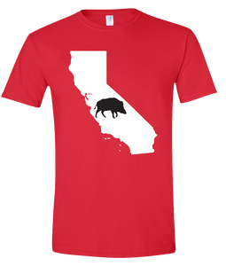 Short Sleeve T-Shirt California Red Wild Hog Vibrant Design High Quality Tight Knit Ring Spun Low Maintenance Cotton Printed With The Newest Available Color Transfer Technology