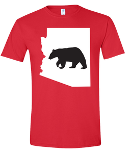 Short Sleeve T-Shirt Arizona Red Black Bear Vibrant Design High Quality Tight Knit Ring Spun Low Maintenance Cotton Printed With The Newest Available Color Transfer Technology