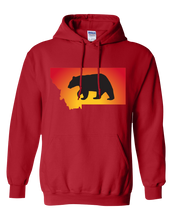 Load image into Gallery viewer, Pullover Hooded Sweatshirt Montana Red Black Bear Vibrant Design High Quality Tight Knit Ring Spun Low Maintenance Cotton Printed With The Newest Available Color Transfer Technology