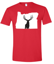 Load image into Gallery viewer, Short Sleeve T-Shirt Oregon Red Mule Deer Vibrant Design High Quality Tight Knit Ring Spun Low Maintenance Cotton Printed With The Newest Available Color Transfer Technology