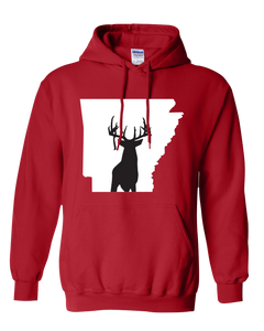 Pullover Hooded Sweatshirt Arkansas Red Whitetail Deer Vibrant Design High Quality Tight Knit Ring Spun Low Maintenance Cotton Printed With The Newest Available Color Transfer Technology