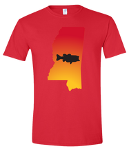 Load image into Gallery viewer, Short Sleeve T-Shirt Mississippi Red Large Mouth Bass Vibrant Design High Quality Tight Knit Ring Spun Low Maintenance Cotton Printed With The Newest Available Color Transfer Technology
