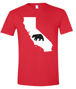 Short Sleeve T-Shirt California Red Black Bear Vibrant Design High Quality Tight Knit Ring Spun Low Maintenance Cotton Printed With The Newest Available Color Transfer Technology