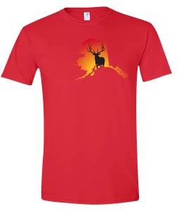 Short Sleeve T-Shirt Alaska Red Elk Vibrant Design High Quality Tight Knit Ring Spun Low Maintenance Cotton Printed With The Newest Available Color Transfer Technology