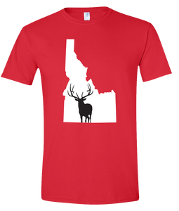 Short Sleeve T-Shirt Idaho Red Elk Vibrant Design High Quality Tight Knit Ring Spun Low Maintenance Cotton Printed With The Newest Available Color Transfer Technology