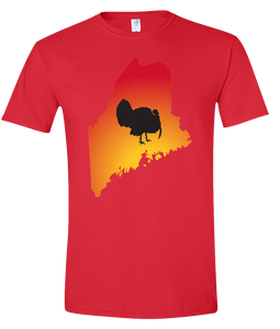 Short Sleeve T-Shirt Maine Red Turkey Vibrant Design High Quality Tight Knit Ring Spun Low Maintenance Cotton Printed With The Newest Available Color Transfer Technology