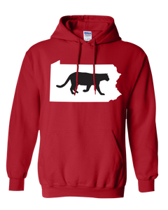 Pullover Hooded Sweatshirt Pennsylvania Red Mountain Lion Vibrant Design High Quality Tight Knit Ring Spun Low Maintenance Cotton Printed With The Newest Available Color Transfer Technology