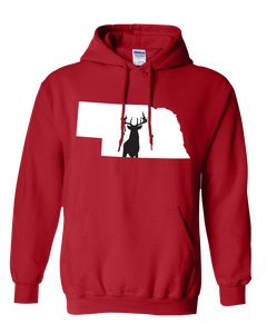 Pullover Hooded Sweatshirt Nebraska Red Whitetail Deer Vibrant Design High Quality Tight Knit Ring Spun Low Maintenance Cotton Printed With The Newest Available Color Transfer Technology