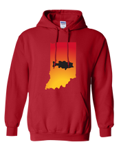 Load image into Gallery viewer, Pullover Hooded Sweatshirt Indiana Red Large Mouth Bass Vibrant Design High Quality Tight Knit Ring Spun Low Maintenance Cotton Printed With The Newest Available Color Transfer Technology