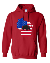 Load image into Gallery viewer, Pullover Hooded Sweatshirt Wisconsin Red Wild Hog Vibrant Design High Quality Tight Knit Ring Spun Low Maintenance Cotton Printed With The Newest Available Color Transfer Technology