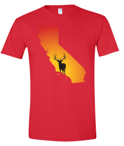 Short Sleeve T-Shirt California Red Elk Vibrant Design High Quality Tight Knit Ring Spun Low Maintenance Cotton Printed With The Newest Available Color Transfer Technology