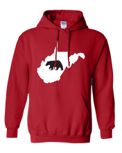 Load image into Gallery viewer, Pullover Hooded Sweatshirt West Virginia Red Black Bear Vibrant Design High Quality Tight Knit Ring Spun Low Maintenance Cotton Printed With The Newest Available Color Transfer Technology