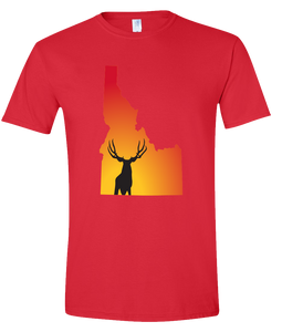 Short Sleeve T-Shirt Idaho Red Mule Deer Vibrant Design High Quality Tight Knit Ring Spun Low Maintenance Cotton Printed With The Newest Available Color Transfer Technology