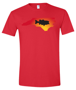 Short Sleeve T-Shirt North Carolina Red Large Mouth Bass Vibrant Design High Quality Tight Knit Ring Spun Low Maintenance Cotton Printed With The Newest Available Color Transfer Technology