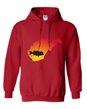 Load image into Gallery viewer, Pullover Hooded Sweatshirt West Virginia Red Large Mouth Bass Vibrant Design High Quality Tight Knit Ring Spun Low Maintenance Cotton Printed With The Newest Available Color Transfer Technology