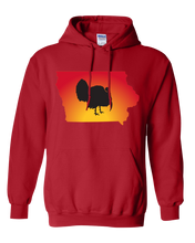 Load image into Gallery viewer, Pullover Hooded Sweatshirt Iowa Red Turkey Vibrant Design High Quality Tight Knit Ring Spun Low Maintenance Cotton Printed With The Newest Available Color Transfer Technology