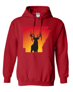 Pullover Hooded Sweatshirt Arkansas Red Whitetail Deer Vibrant Design High Quality Tight Knit Ring Spun Low Maintenance Cotton Printed With The Newest Available Color Transfer Technology
