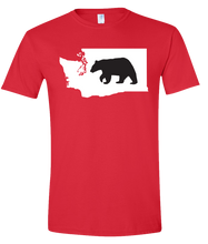 Load image into Gallery viewer, Short Sleeve T-Shirt Washington Red Black Bear Vibrant Design High Quality Tight Knit Ring Spun Low Maintenance Cotton Printed With The Newest Available Color Transfer Technology
