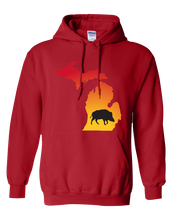 Load image into Gallery viewer, Pullover Hooded Sweatshirt Michigan Red Wild Hog Vibrant Design High Quality Tight Knit Ring Spun Low Maintenance Cotton Printed With The Newest Available Color Transfer Technology