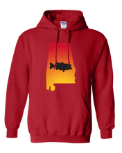 Load image into Gallery viewer, Pullover Hooded Sweatshirt Alabama Red Large Mouth Bass Vibrant Design High Quality Tight Knit Ring Spun Low Maintenance Cotton Printed With The Newest Available Color Transfer Technology
