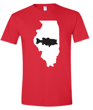 Load image into Gallery viewer, Short Sleeve T-Shirt Illinois Red Large Mouth Bass Vibrant Design High Quality Tight Knit Ring Spun Low Maintenance Cotton Printed With The Newest Available Color Transfer Technology