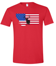 Load image into Gallery viewer, Short Sleeve T-Shirt Montana Red Elk Vibrant Design High Quality Tight Knit Ring Spun Low Maintenance Cotton Printed With The Newest Available Color Transfer Technology