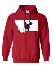 Load image into Gallery viewer, Pullover Hooded Sweatshirt Montana Red Moose Vibrant Design High Quality Tight Knit Ring Spun Low Maintenance Cotton Printed With The Newest Available Color Transfer Technology
