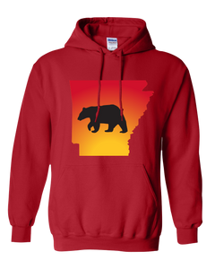 Pullover Hooded Sweatshirt Arkansas Red Black Bear Vibrant Design High Quality Tight Knit Ring Spun Low Maintenance Cotton Printed With The Newest Available Color Transfer Technology