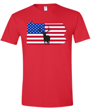 Load image into Gallery viewer, Short Sleeve T-Shirt Pennsylvania Red Elk Vibrant Design High Quality Tight Knit Ring Spun Low Maintenance Cotton Printed With The Newest Available Color Transfer Technology