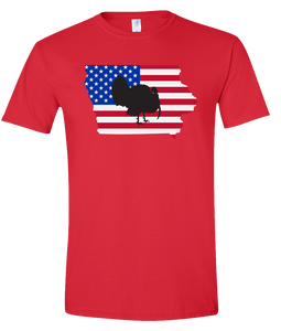 Short Sleeve T-Shirt Iowa Red Turkey Vibrant Design High Quality Tight Knit Ring Spun Low Maintenance Cotton Printed With The Newest Available Color Transfer Technology