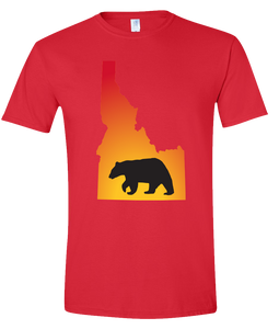 Short Sleeve T-Shirt Idaho Red Black Bear Vibrant Design High Quality Tight Knit Ring Spun Low Maintenance Cotton Printed With The Newest Available Color Transfer Technology