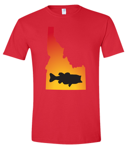 Short Sleeve T-Shirt Idaho Red Large Mouth Bass Vibrant Design High Quality Tight Knit Ring Spun Low Maintenance Cotton Printed With The Newest Available Color Transfer Technology