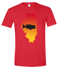 Load image into Gallery viewer, Short Sleeve T-Shirt Illinois Red Large Mouth Bass Vibrant Design High Quality Tight Knit Ring Spun Low Maintenance Cotton Printed With The Newest Available Color Transfer Technology