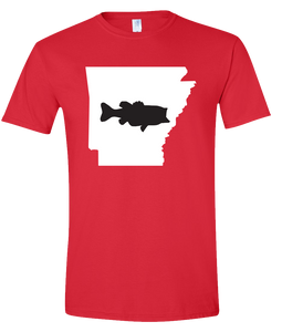 Short Sleeve T-Shirt Arkansas Red Large Mouth Bass Vibrant Design High Quality Tight Knit Ring Spun Low Maintenance Cotton Printed With The Newest Available Color Transfer Technology