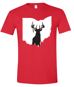 Short Sleeve T-Shirt Ohio Red Whitetail Deer Vibrant Design High Quality Tight Knit Ring Spun Low Maintenance Cotton Printed With The Newest Available Color Transfer Technology