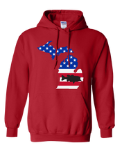 Load image into Gallery viewer, Pullover Hooded Sweatshirt Michigan Red Large Mouth Bass Vibrant Design High Quality Tight Knit Ring Spun Low Maintenance Cotton Printed With The Newest Available Color Transfer Technology