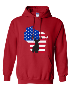 Pullover Hooded Sweatshirt Wisconsin Red Whitetail Deer Vibrant Design High Quality Tight Knit Ring Spun Low Maintenance Cotton Printed With The Newest Available Color Transfer Technology