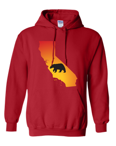 Pullover Hooded Sweatshirt California Red Black Bear Vibrant Design High Quality Tight Knit Ring Spun Low Maintenance Cotton Printed With The Newest Available Color Transfer Technology